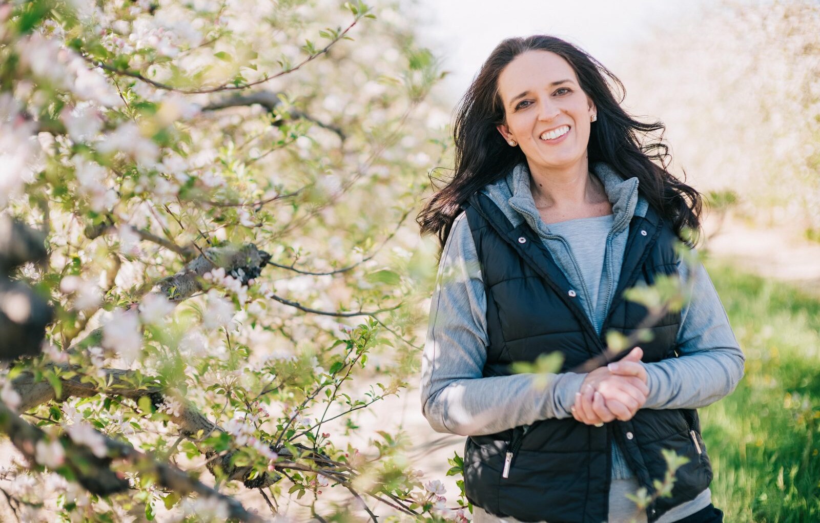 Jennifer Balkcom in a Western North Carolina orchard
